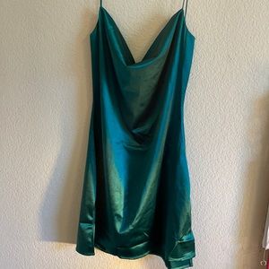 Emerald green silk dress